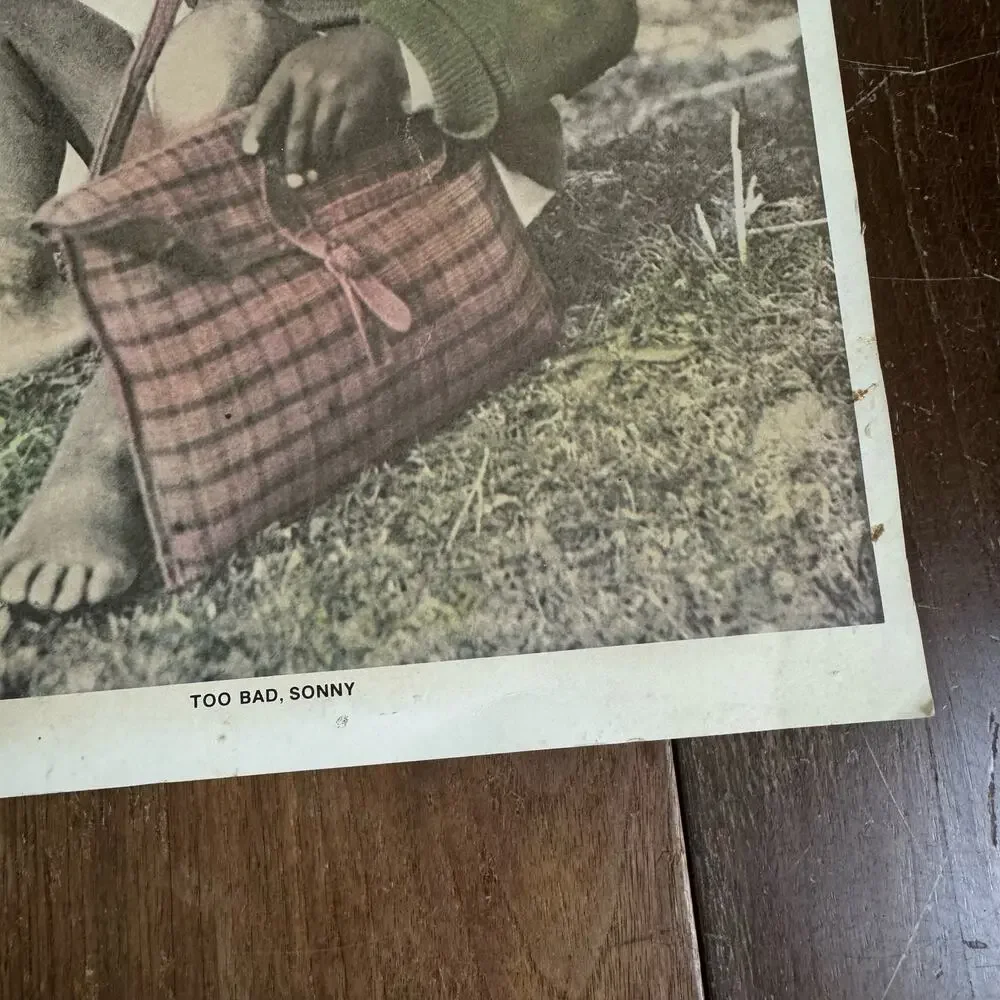 Antique Colorized Too Bad Sonny Little Boy Crying Vintage Wall Decor litho print